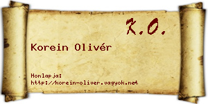 Korein Olivér névjegykártya